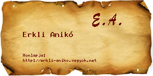 Erkli Anikó névjegykártya